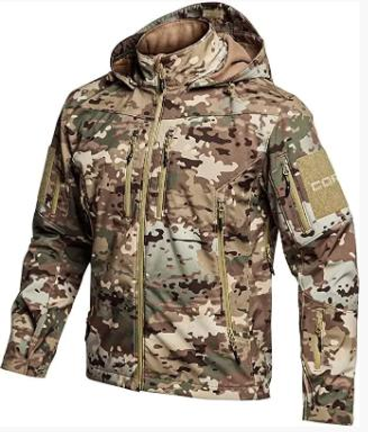 Куртка тактична чоловіча флісова CQR Soft Shell, мультикам, CQR-XL - зображення 1