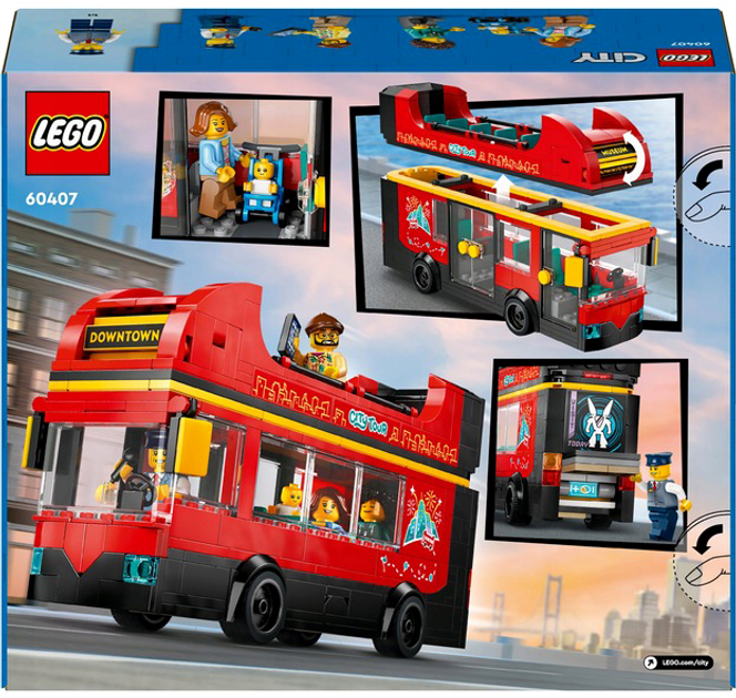 Конструктор LEGO CIity Червоний двоповерховий екскурсійний автобус 384 деталі (60407) - зображення 2