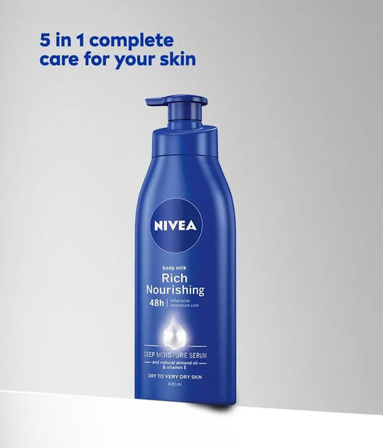 Mleczko do ciała Nivea Rich Nourishing 48h z pompką 400 ml (4005808704644) - obraz 2