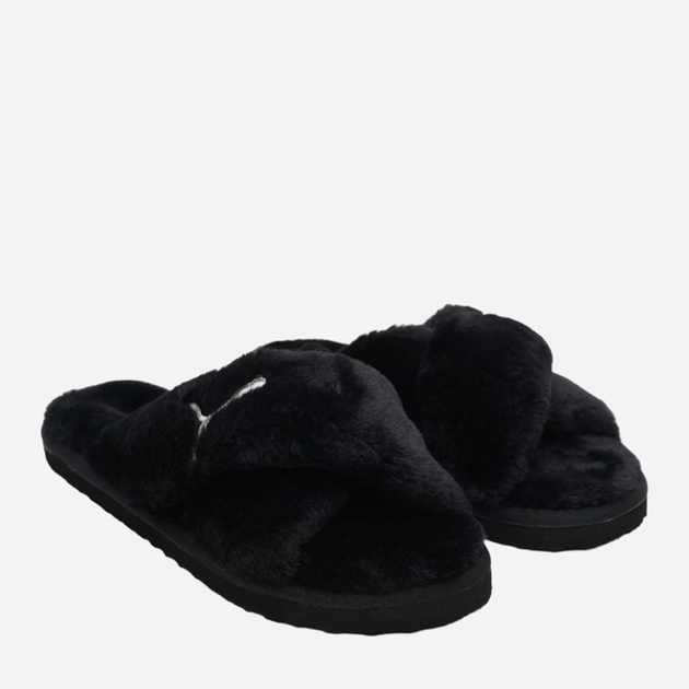 Жіночі домашні капці утеплені з відкритим носком Puma Fluff X Strap 384936-01 38 Чорні (4064533870666) - зображення 2