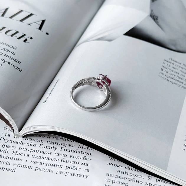 Серебряное кольцо с натуральным рубином 2.733ct, вес изделия 3,74 гр (2157878) - изображение 4