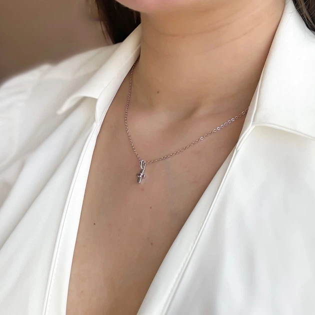 Серебряный крестик с рубином 0.069ct (2151692) - изображение 5