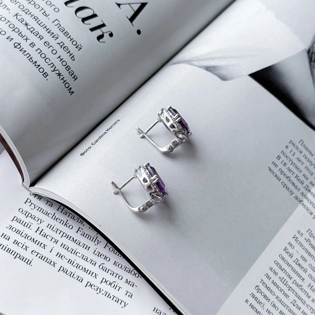 Серебряные серьги с натуральным аметистом 9.015ct (2157731) - изображение 4