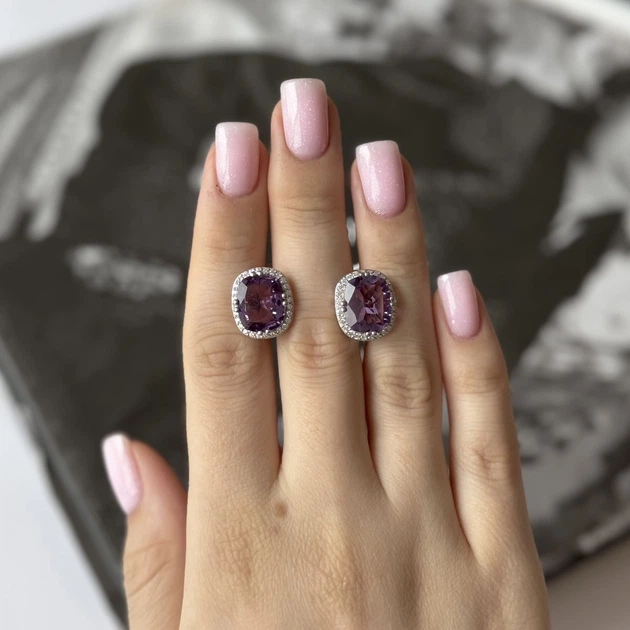Серебряные серьги с натуральным аметистом 9.015ct (2157731) - изображение 5