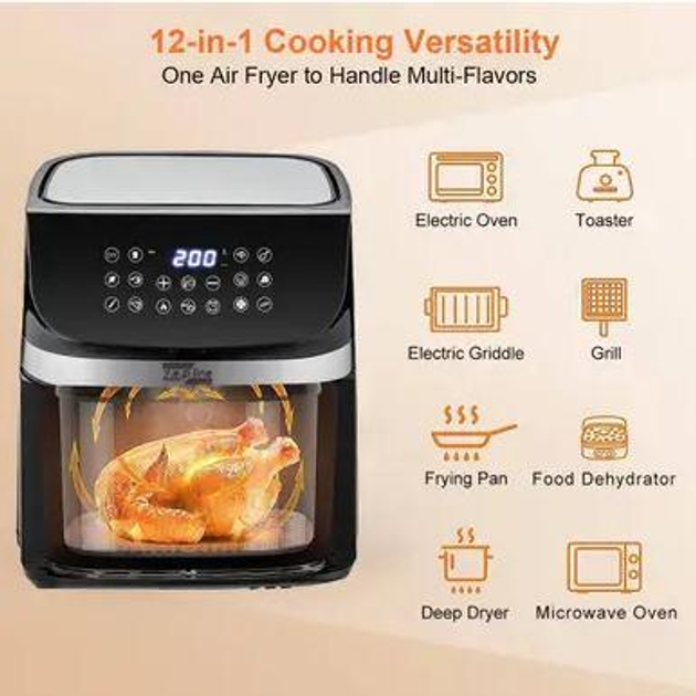 Безмасляна електрична фритюрниця, аеро-фритюрниця на 10,5 л ZP-110 3500W - зображення 5