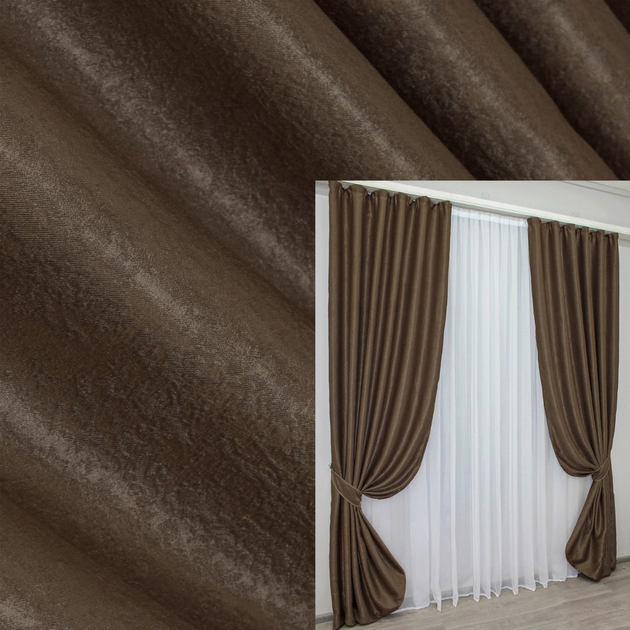 Акція на Комплект штор VR-Textil Софт Темно коричневий 150x270 см 2 шт (30-016) від Rozetka