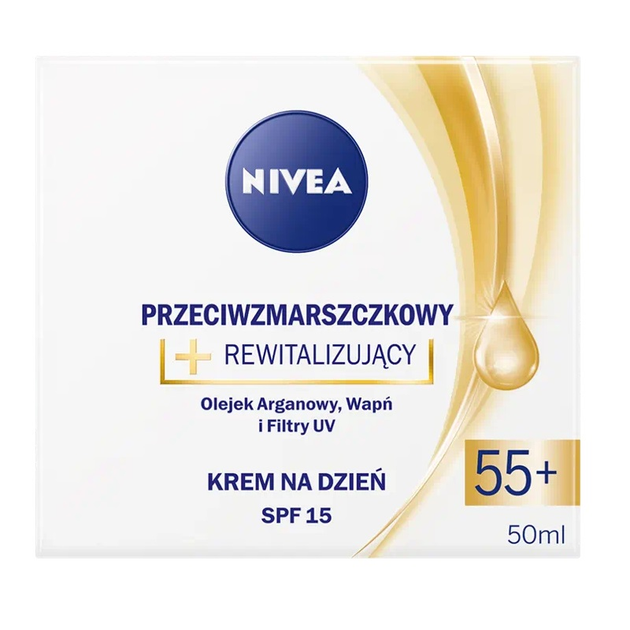 Krem do twarzy NIVEA Przeciwzmarszczkowy + Rewitalizujący krem na dzień SPF 15 55+ 50 ml (5900017059006) - obraz 1