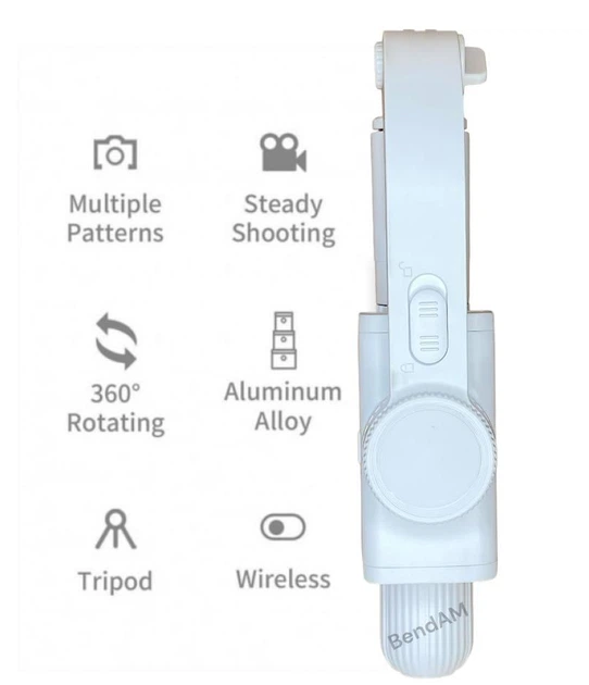 Стабилизатор стедикам Gimbal L08 до 80 мм Bluetooth кнопкой и пультом для телефона экшн-камеры Монопод-штатив белый - изображение 5