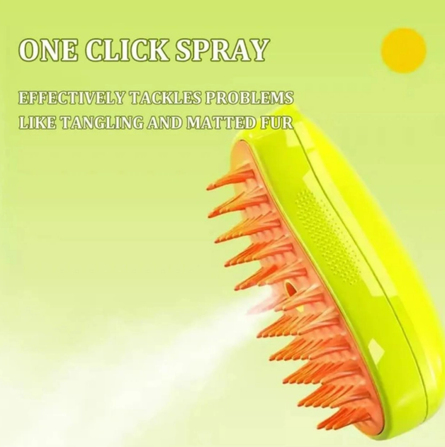 Паровая щетка массажер спрей 3 в 1 Pet Spray Massage Brush для вычесывания собак и кошек с паровым распылителем Желтая (D-2019091630) - изображение 5