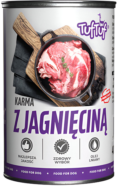 Mokra karma dla psów TufTuf z jagnięciną 12x400 g (5903802473537) - obraz 1