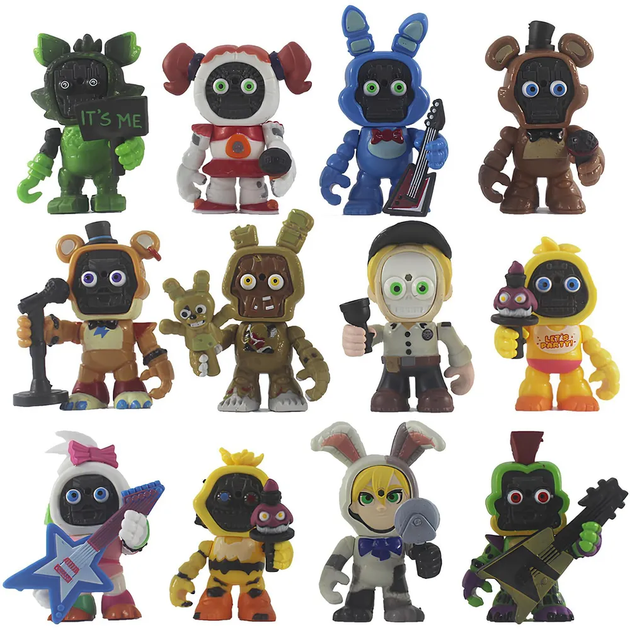 Набір фігурок ФНАФ П'ять ночей з Фредді, 12в1, 8-9 см - Five Nights на Freddy`s, Fnaf, Chica, Bonnie, Foxy - зображення 4