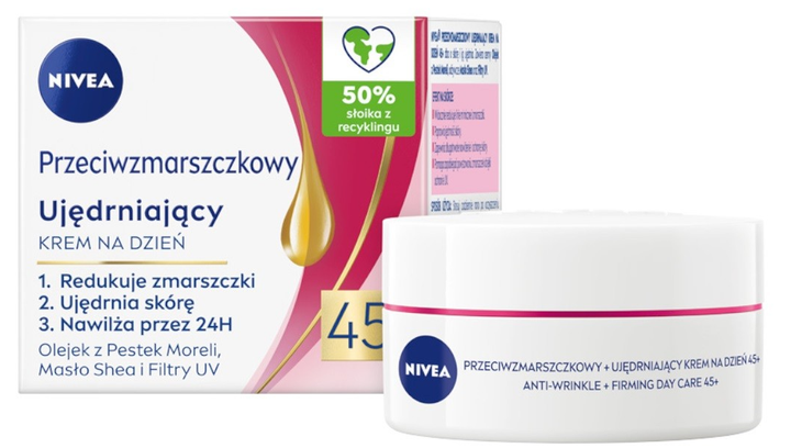 Krem do twarzy na dzień Nivea Przeciwzmarszczkowy + Ujędrniający 45+ 50 ml (5900017091136) - obraz 4