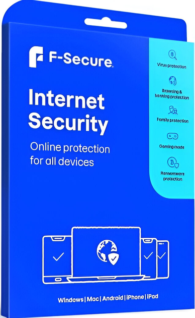 Антивирус F-Secure Internet Security 3 устройства 1 год (FCFYBR1N003E1) - изображение 1