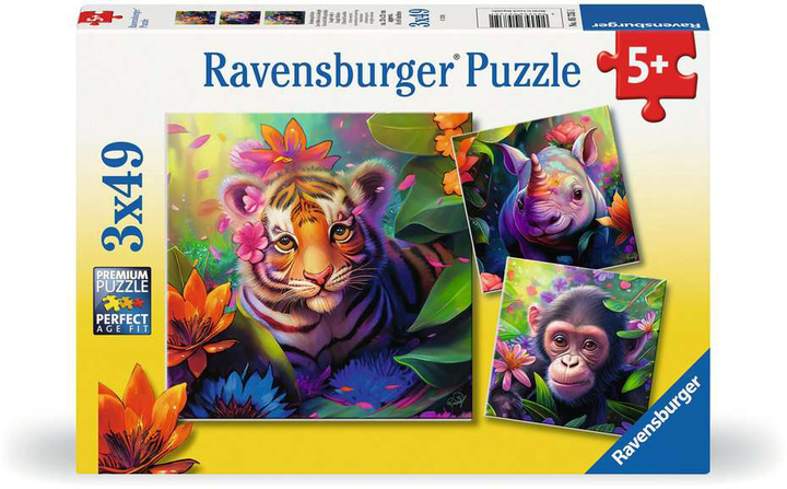 Пазл Ravensburger Jungle Babies 3 x 49 елементів (4005556057351) - зображення 1