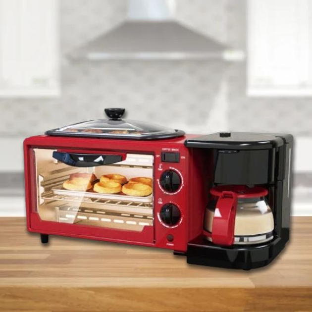 Электропечь с кофеваркой и сковородкой 1250 W мини духовка ...