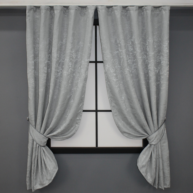 Комплект коротких штор VR-Textil Льон мармур Pavliani № 1179ш 130х170 см 2 шт Сірий (35-0067) - зображення 1
