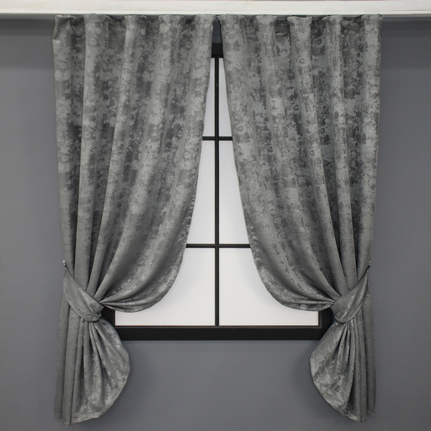 Комплект коротких штор VR-Textil Жакард Sultan YL № 1212ш 130х170 см 2 шт Сірий (35-0072) - зображення 1