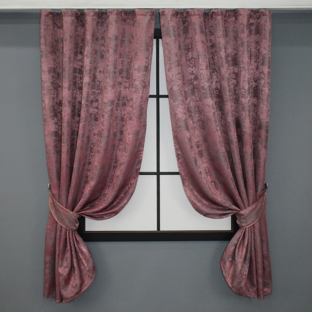 Комплект коротких штор VR-Textil Жакард Sultan YL № 1209ш 130х170 см 2 шт Малиново-сірий (35-0088) - зображення 1