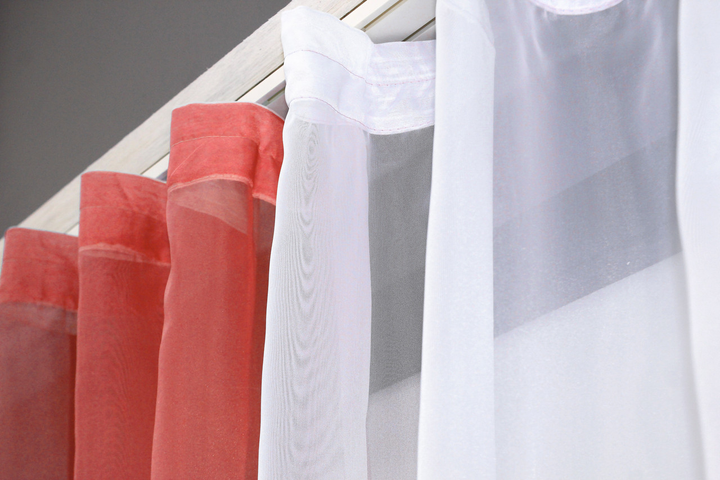 Кухонні штори VR-Textil № 017к комбіновані з підв'язками 265х170 см Коралові з білим (50-016) - зображення 5