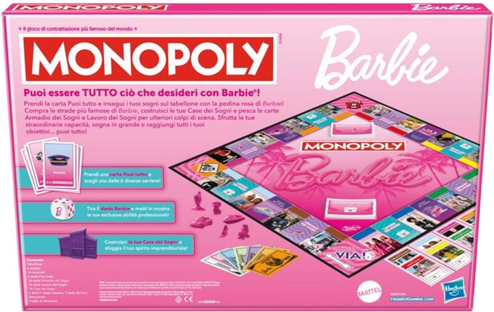Настільна гра Hasbro Monopoly Barbie (версія італійська) (5010996209849) - зображення 6