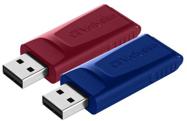 Набір флеш пам'яті Verbatim Store Go Slider 32GB USB 2.0 2 шт Red/Blue (0023942493273) - зображення 2