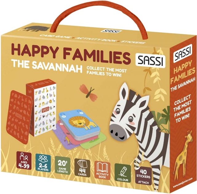 Настільна гра Sassi Junior Card Games The Seven Families The Savannah (9788830313149) - зображення 1