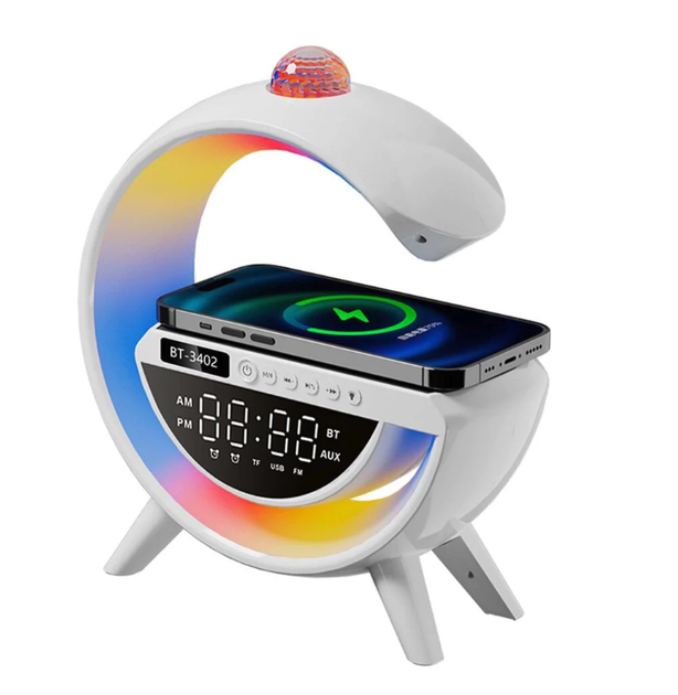 Нічник-лампа G-Smart BT-3402 з колонкою проектором і бездротовою зарядкою - зображення 2