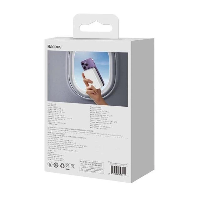 Павербанк с беспроводной зарядкой Qi 15W Baseus Magnetic Mini 20000mAh 20W 2в1 QC3.0+PD3.0 (PPCX150002) White - изображение 8