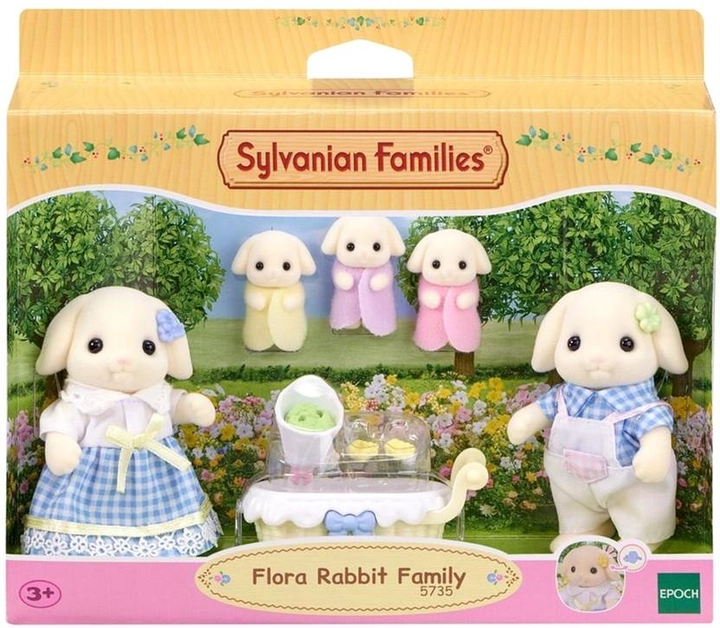 Набір фігурок Sylvanian Families Flora Rabbit Family з аксесуарами 5 шт (5054131057353) - зображення 1