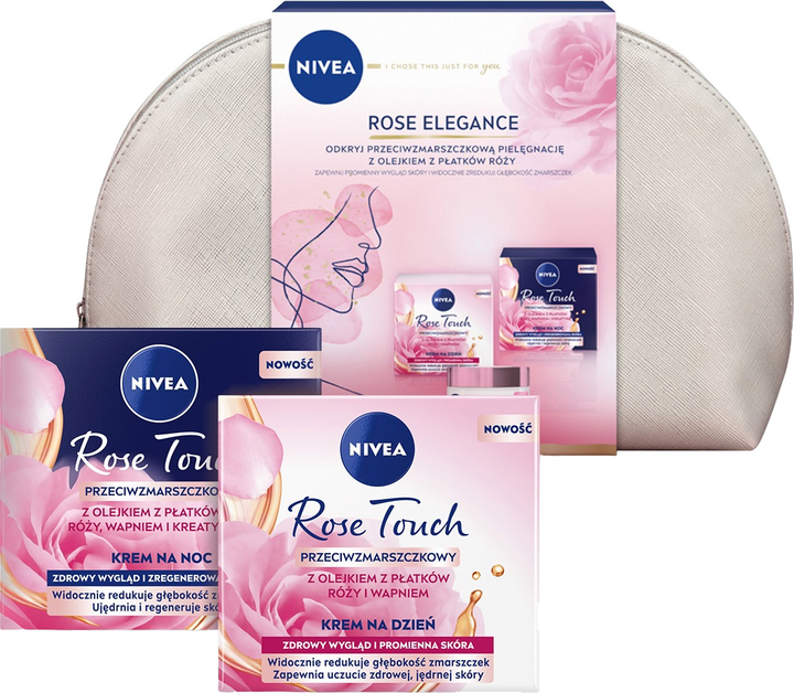 Набір для догляду за обличчям Nivea Rose Elegance Денний крем 50 мл + Нічний крем 50 мл + Косметичка (9005800363561) - зображення 2