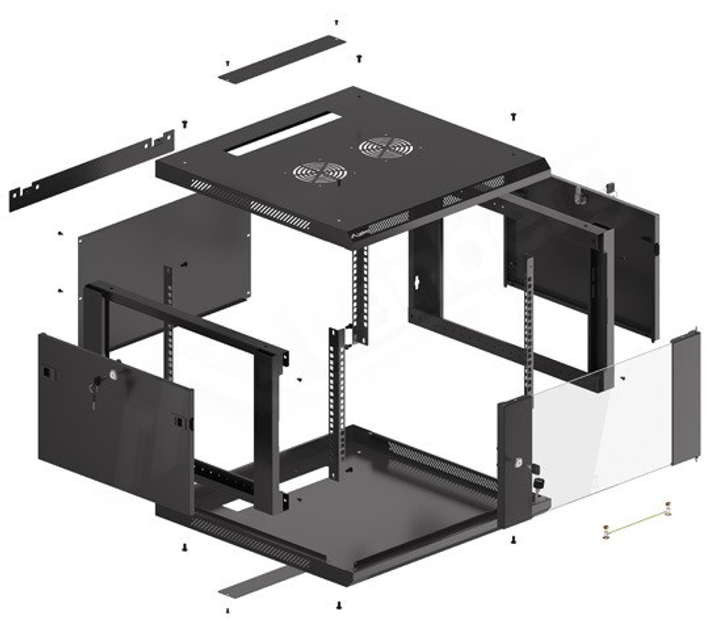 Szafa wisząca serwerowa Lanberg 19" 6U 600x600 Black (WF01-6606-10B) - obraz 10