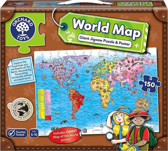 Puzzle Orchard Toys World Map Puzzle & Poster 188 x 61 cm 150 elementów (5011863301390) - obraz 1
