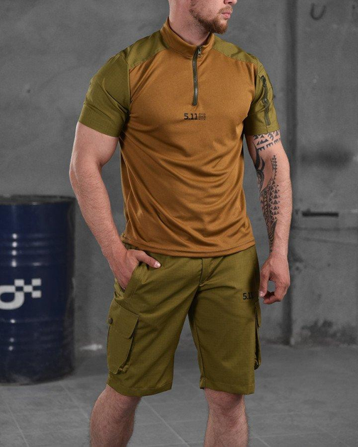 Чоловічий літній комплект костюм шорти+футболка 5.11 Tactical S койот (87455) - зображення 1