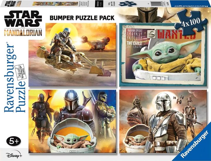 Набір пазлів Ravensburger The Mandalorian 36 х 26 см 4 х 100 елементів (4005556052400) - зображення 1