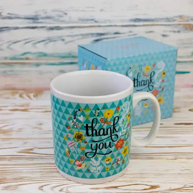 Подарочная чашка гигант из керамики "Thank you", 1000мл, Зеленый - Фото 5 Подарочная чашка гигант из керамики "Thank you", 1000мл, Зеленый - изображение 5