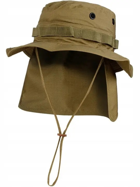Панама Sturm Mil-Tec British Boonie Hat with Neck Flap R/S M Coyote - зображення 1