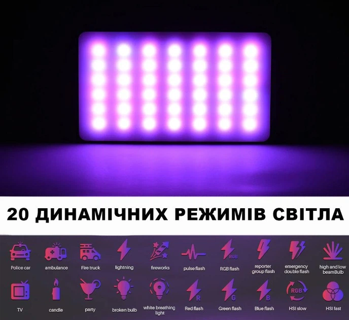 Видеосвет цветное RGB лампа для фото и видео LED VIDEO LAMP, накамерный заполняющий студийный свет для видеосъемки и фотосъемки на 140 LED - изображение 4