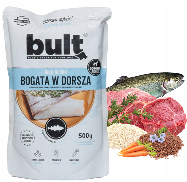 Karma mokra dla psów Bult Saszetka bogata w dorsza 10x500 g (5903802476019) - obraz 1