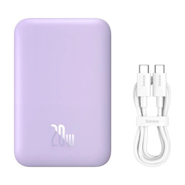 Павербанк BASEUS Magnetic Mini Air Fast Charge 6000mAh 20W с беспроводной зарядкой Qi 15W Purple (P10059002513-00) - изображение 3