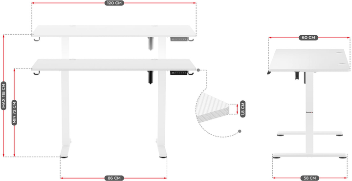 Ігровий стіл Huzaro Hero 8.2 White - зображення 17
