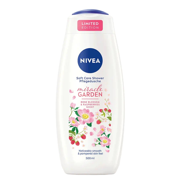 Гель для душу Nivea Miracle Garden Цвіт троянди та малина 500 мл (9005800356792) - зображення 1