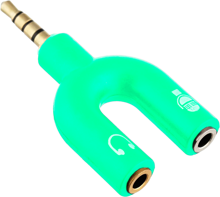 Разветвитель для наушников и микрофона Addap AJA-03, 3,5 мм Jack 3-pin на 4-pin | Аудиоадаптер, сплиттер, зеленый - изображение 3
