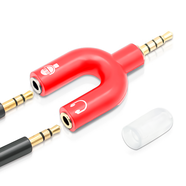 Разветвитель для наушников и микрофона Addap AJA-03, 3,5 мм Jack 3-pin на 4-pin | Аудиоадаптер, сплиттер, красный - изображение 3