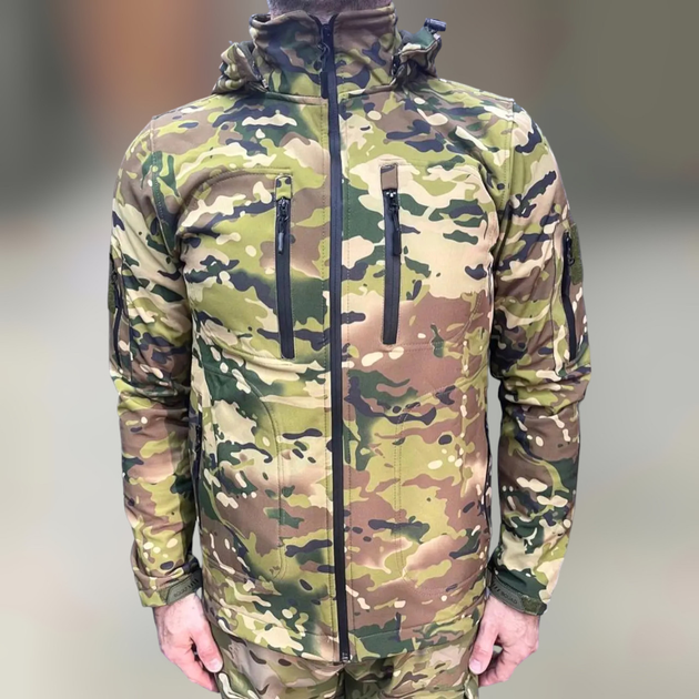 Флісова тепла софтшел розмір Мультикам, Куртка куртка для військових XXL, Squad, Softshell, - зображення 1