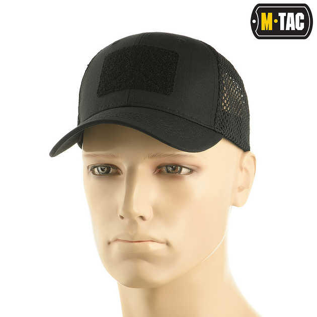 Бейсболка M-Tac з липучкою та сіткою Flex ріп-стоп Black L/XL - зображення 1