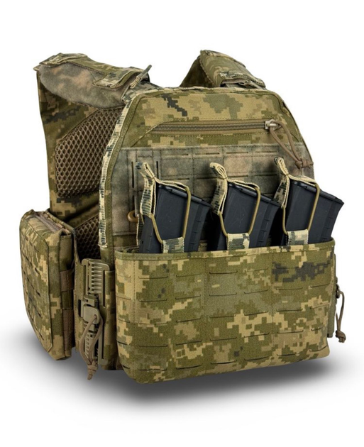 Плитоноска uaBRONIK (Plate Carrier) Закритого типу GEN 2.0 з підсумками та панель Molle Піксель - зображення 1