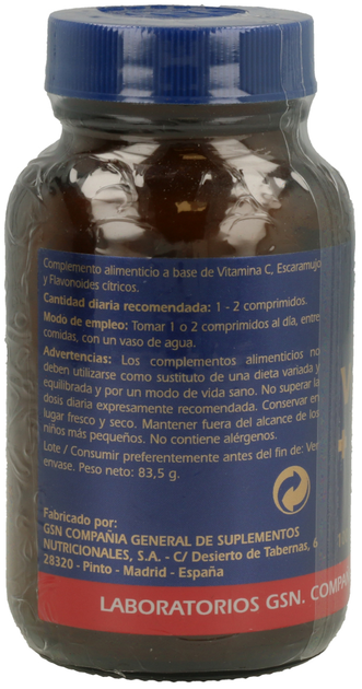 Suplement diety GSN Vitamina C + Rose Hisp 650 mg 100 tabletek (8426609020218) - obraz 3