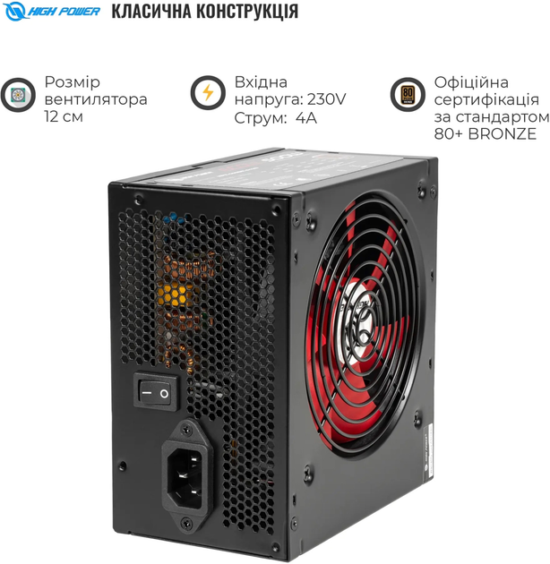 Блок питания High Power Eco II BR500 80+ Bronze 500 Вт (HPE-500BR-A12S) - изображение 2