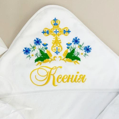 Крестильный набор для девочки Family Tradition хлопок с вышивкой белый Полевой букет - Фото 2 Крестильный набор для девочки Family Tradition хлопок с вышивкой белый Полевой букет - изображение 2