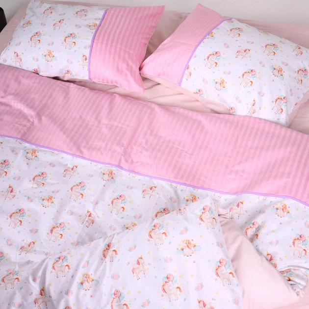 Простирадло на резинці дитяче Ранфорс Pink unicorn Elit Рожевий 60*120 см висота 10 см - зображення 7
